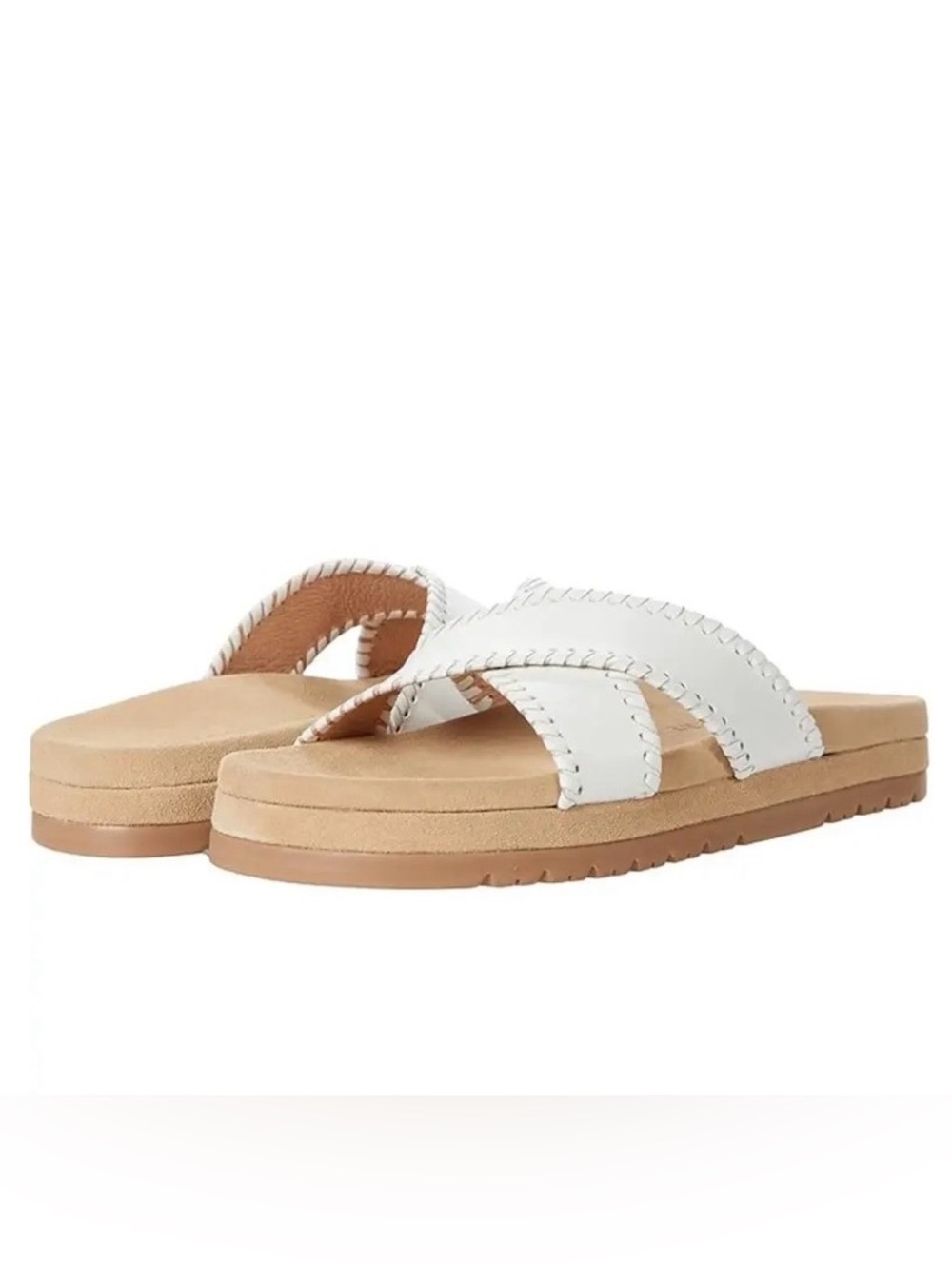 Jack Rogers White Lexi Criss-Cross Leather Sandals Size 10
